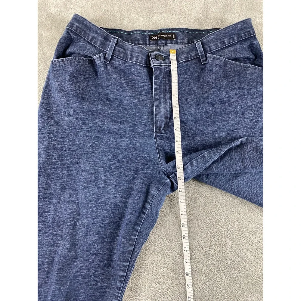 Lee Womens Relaxed Fit Straight Leg Jeans Dark Indigo Blue Stretch Size 12M